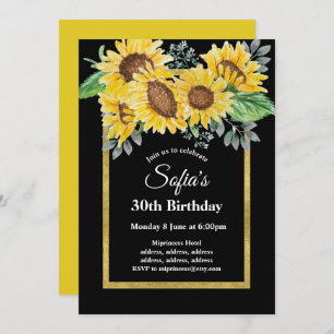 Invitation tournesol, fête d'anniversaire florale