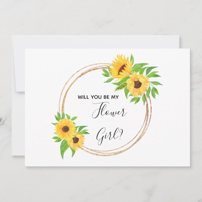 Invitation Tournesol Floral Jaune Seras-tu Ma Demoiselle d'Ho (Devant)
