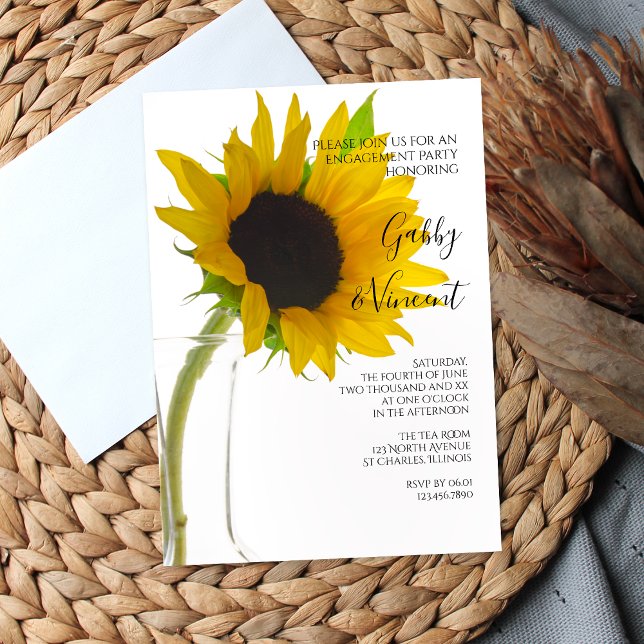 Invitation Tournesol jaune à la fête de l'engagement blanc (Créateur téléchargé)