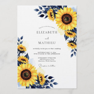 Invitation Tournesol Jaune Mariage Rustique Floraison