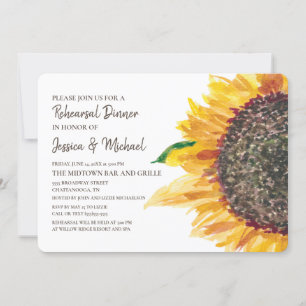 Invitation Tournesol Jaune Marron Bohème Blanc Répétition