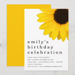 Invitation Tournesol Jaune Rustique N'importe quel âge fête d