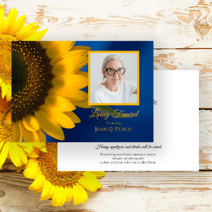 Invitation Tournesol Jaune sur Blue Living Fête funéraire