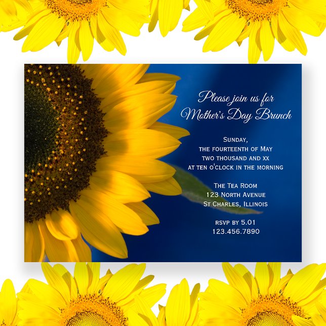 Invitation Tournesol jaune sur le Brunch de la Fête des Mères (Créateur téléchargé)