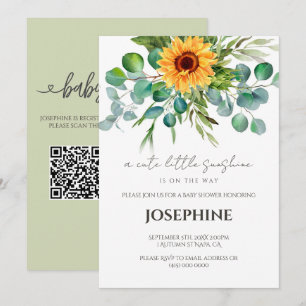 Invitation Tournesol Little Sunshine QR Registre Baby Shower