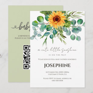 Invitation Tournesol Little Sunshine QR Registre Baby Shower