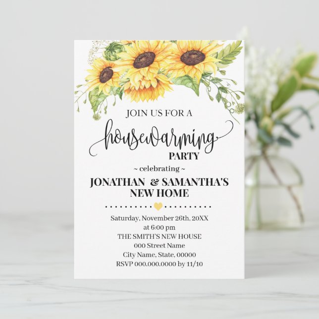 Invitation Tournesol Ménage Floral Pays Boho Chic In (Debout devant)
