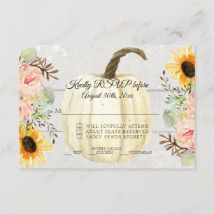 Invitation Tournesol n Rose Floral Rustique Citrouille Bois R