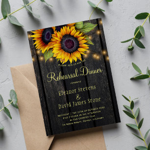 Invitation Tournesol or grange rustique dîner de répétition b