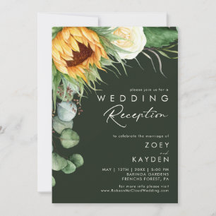 Invitation Tournesol   Réception de mariage vert foncé