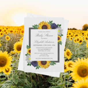 Invitation Tournesol Rose Daisy Automne Floral Baby Shower