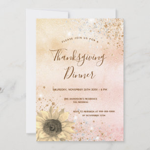 Invitation Tournesol rose or Thanksgiving Dîner