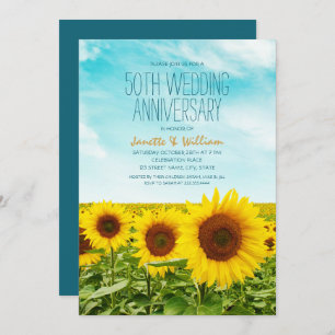 Invitation Tournesol rustique 50e anniversaire Mariage Floral