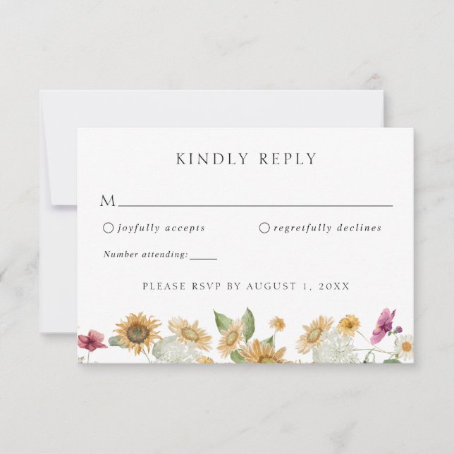 Invitation Tournesol rustique Autumn Wedding RSVP Response Ca (Devant)