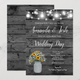 Invitation Tournesol Rustique Baby Respire Mason Jar Mariage
