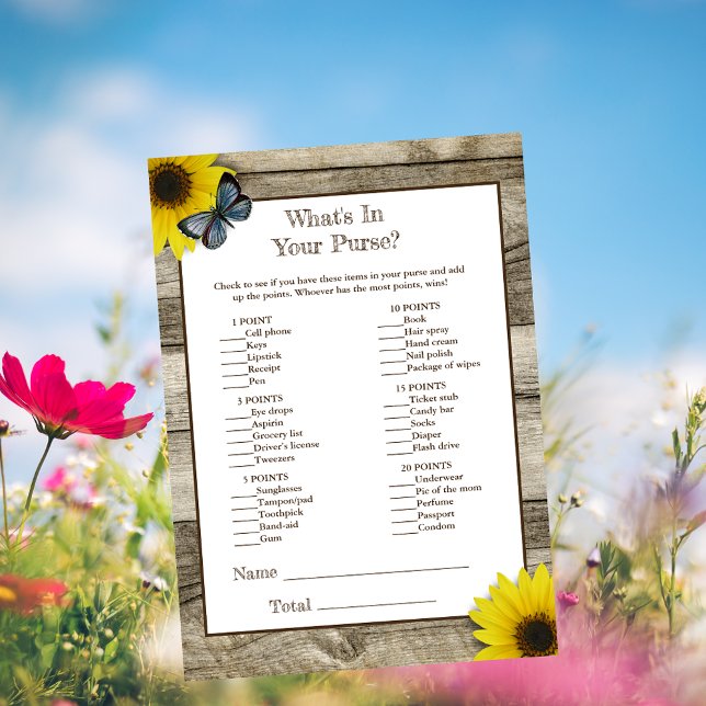 Invitation Tournesol rustique Ce qu'il y a dans votre Baby sh (Créateur téléchargé)