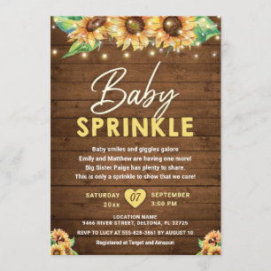 Invitation Tournesol rustique Chute Jaune Bébé Parsemer
