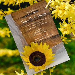 Invitation Tournesol rustique et Voile Country Mariage