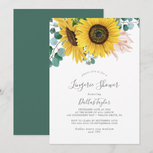 Invitation Tournesol rustique Eucalyptus Lingerie Douche