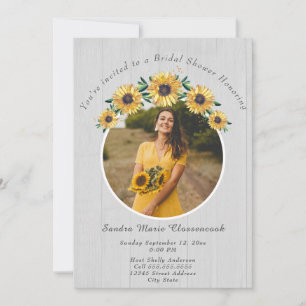 Invitation Tournesol rustique Fête des mariées Mariage en boi