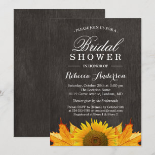 Invitation Tournesol rustique Feuille   FÊTE DES MARIÉES