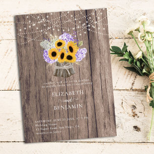 Invitation Tournesol Rustique Hydrangée Élégant Mariage de bo