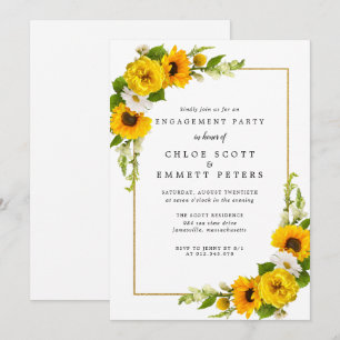 Invitation Tournesol rustique Jaune Fleur d'engagement