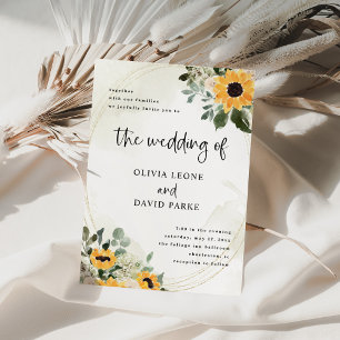 Invitation Tournesol rustique Mariage d'aquarelle simple