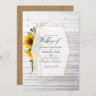 Invitation Tournesol rustique Mariage de la grange