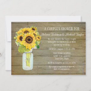 Invitation Tournesol Rustique Pays Mason Fleurs Jar Mariée