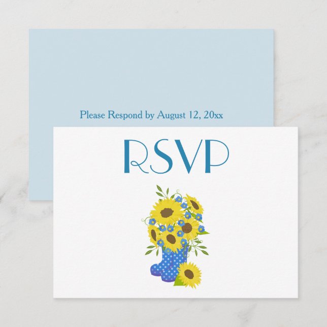 Invitation Tournesol rustique RSVP (Devant / Derrière)