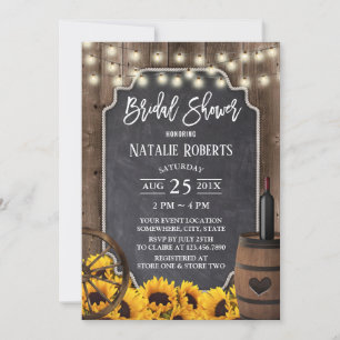 Invitation Tournesol Rustique Vin Barrel Barreau Fête des mar