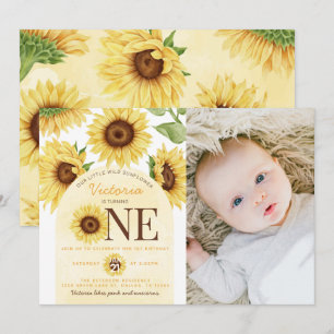 Invitation Tournesol sauvage mignonne tournant UNE 1ère fête