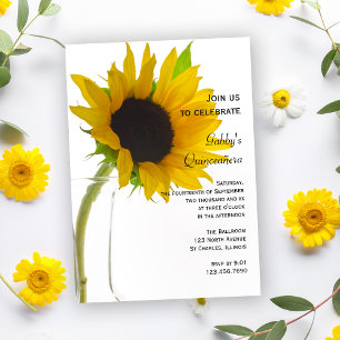 Invitation Tournesol sur le Parti Quinceañera Blanc