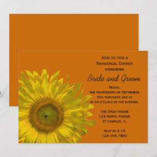 Invitation Tournesol sur Orange Dîner de répétition Mariage