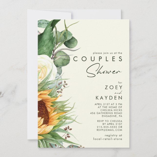 Invitation Tournesol Tournesol clair Jaune Couples Douche (Devant)