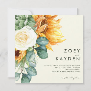 Invitation Tournesol Tournesol clair Mariage Carré jaune