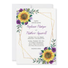 Tournesol violet Floral moderne Mariage géométriqu