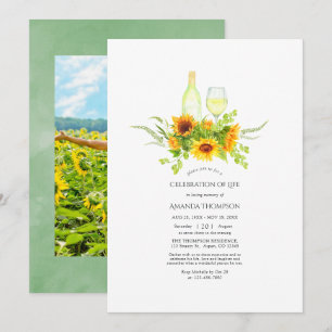 Invitation Tournesols aquarelle Vin Célébration de la vie  Da