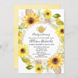 Invitation Tournesols baby shower de thé
