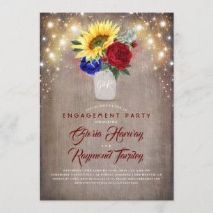Invitation Tournesols - Burgundy Navy Blue Engagement Party