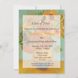 Invitation Tournesols d'art fin vintage remise de diplôme