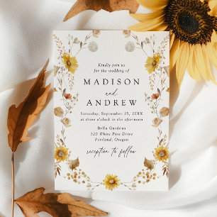 Invitation Tournesols d'automne rustique et Mariage Fleur sau