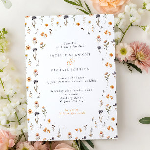 Invitation Tournesols Ditsy & Fleurs Sauvages Mariage d'Autom