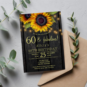 Invitation Tournesols dorés grange de campagne bois soixante 