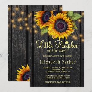 Invitation Tournesols dorés grange de campagne shower bébé en