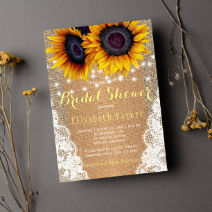Invitation Tournesols en dentelle rustique burlap lumières do