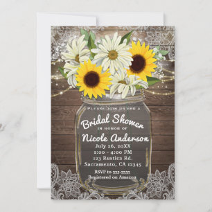 Invitation Tournesols et marguerites Mason Jar Étincelle Rust