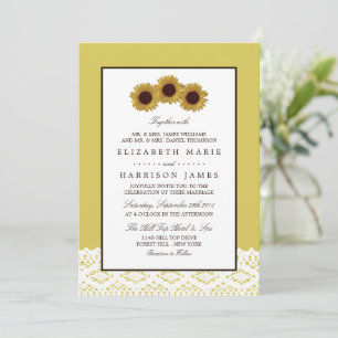Invitation Tournesols et Mariage en dentelle Vintage