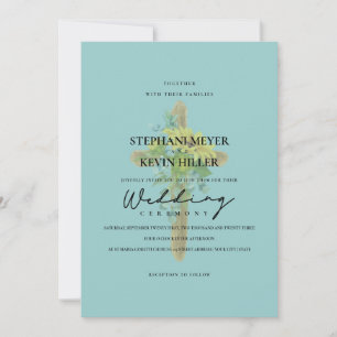 Invitation Tournesols & Eucalyptus Croix en bois Mariage Turq